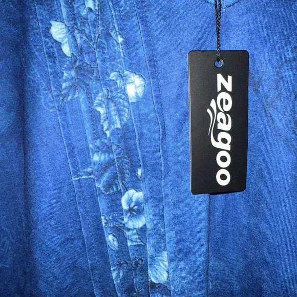 Zeagoo Top, Woman's Plus Size 2xl Blue Floral, Polyester Blend NEW - Picture 2 of 4